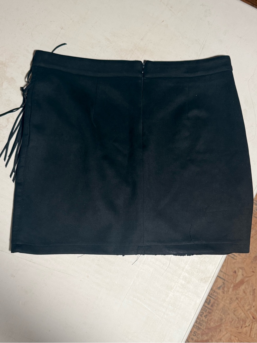 Crazy Train Black Mini Skirt with Fringe Detail